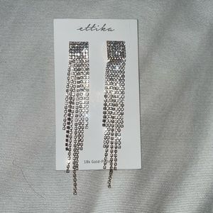 Ettika Crystal Fringe 18k Gold Plated Dangles